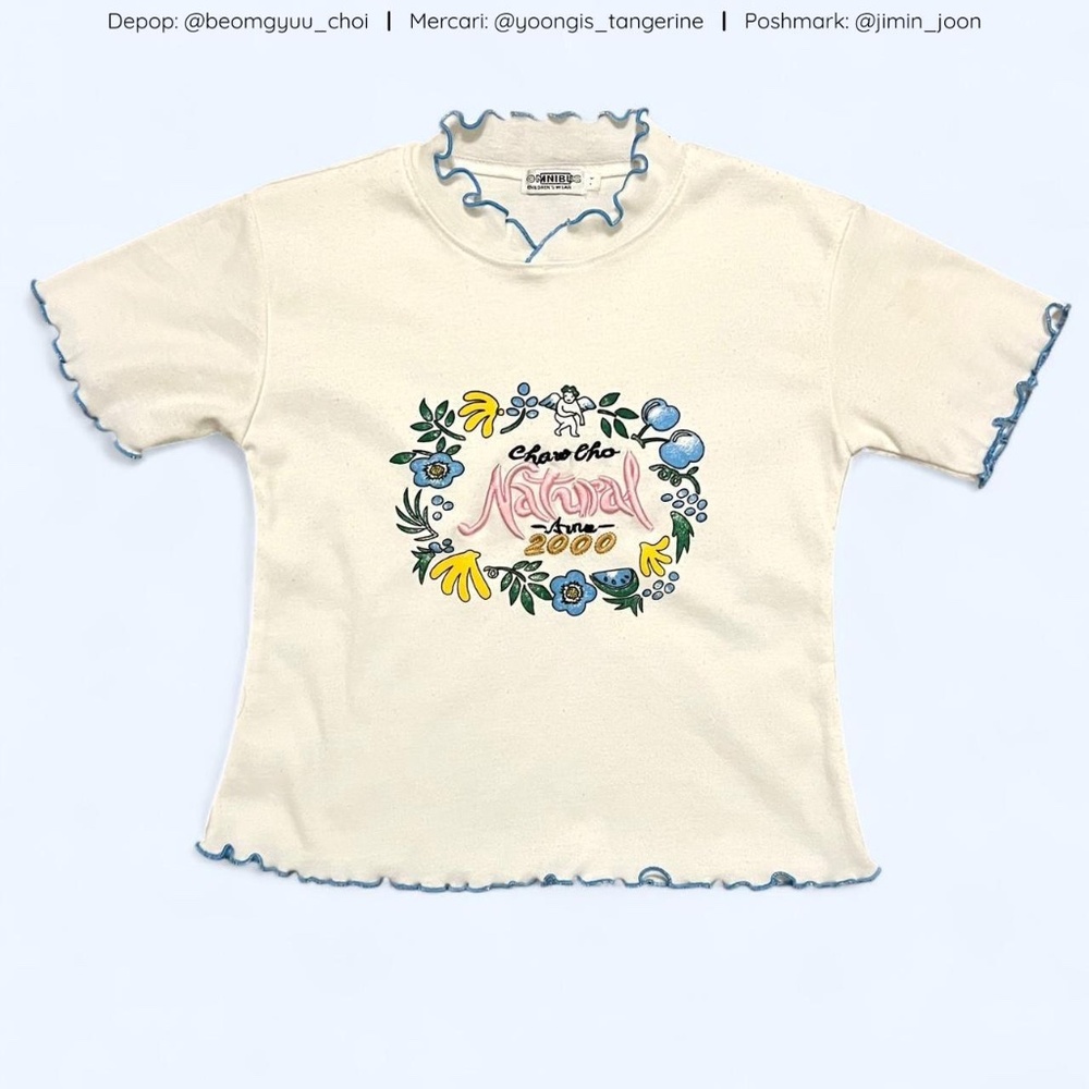 White embroidered baby tee!